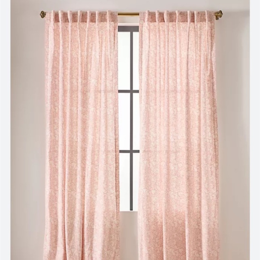 Anthropologie Soft Pink Patterned Drapes